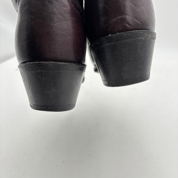 Vintage Acme Leather Cowboy Western Black Cherry Boots Men\'s 8.5 D